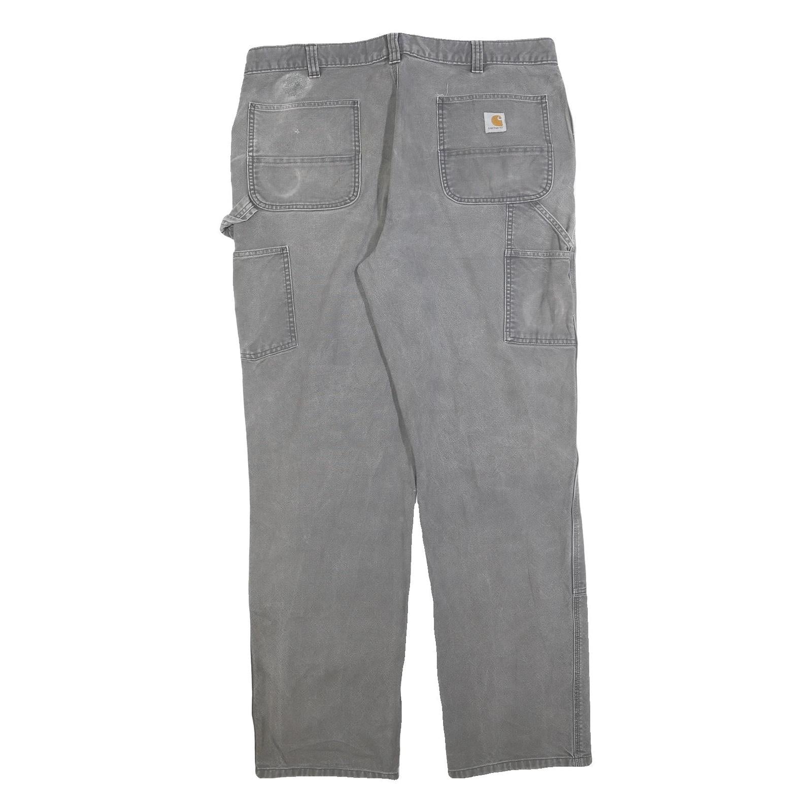 CARHARTT Mens Cotton Blend Grey Relaxed Fit Workwear Trousers W40 L36 Durable