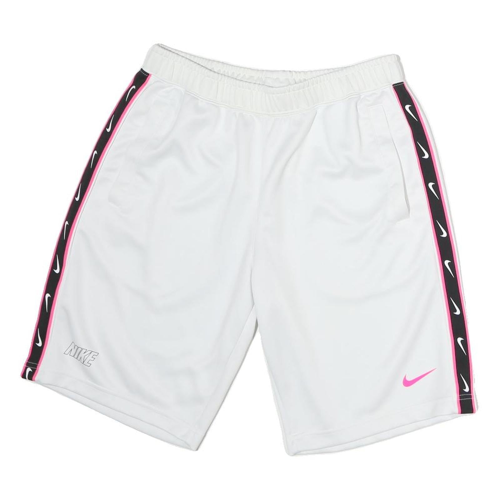 NIKE Mens White & Pink Sports Casual Shorts M W32 Polyester Lightweight