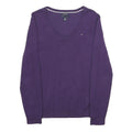 TOMMY HILFIGER Mens Purple Plain V-Neck Basic Knit Jumper M Cotton Casual