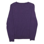 TOMMY HILFIGER Mens Purple Plain V-Neck Basic Knit Jumper M Cotton Casual