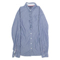 TOMMY HILFIGER Fitted Ruffle Womens Shirt Blue Striped Long Sleeve S