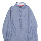 TOMMY HILFIGER Fitted Ruffle Womens Shirt Blue Striped Long Sleeve S