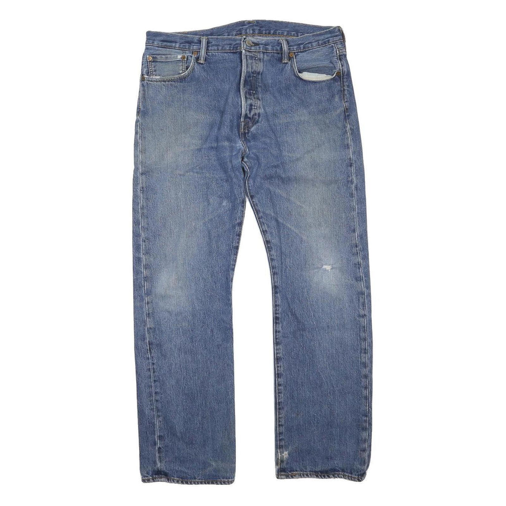 LEVI'S 501 Mens Jeans Blue Regular Straight Denim Light W36 L41 Classic Button
