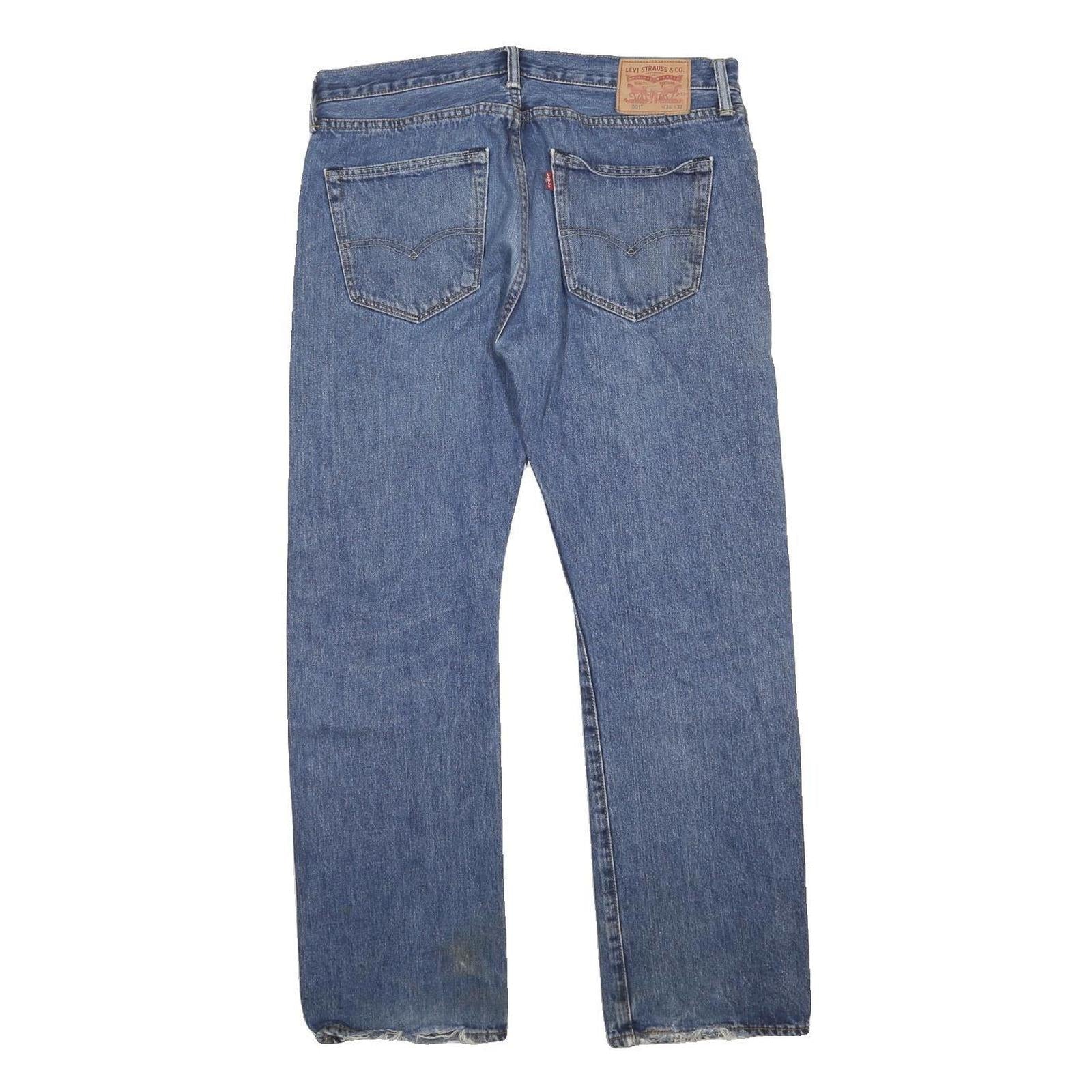 LEVI'S 501 Mens Jeans Blue Regular Straight Denim Light W36 L41 Classic Button