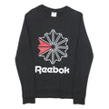 REEBOK Womens Black Sweatshirt Crew Neck S Cotton Blend Pullover Casual