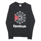 REEBOK Womens Black Sweatshirt Crew Neck S Cotton Blend Pullover Casual