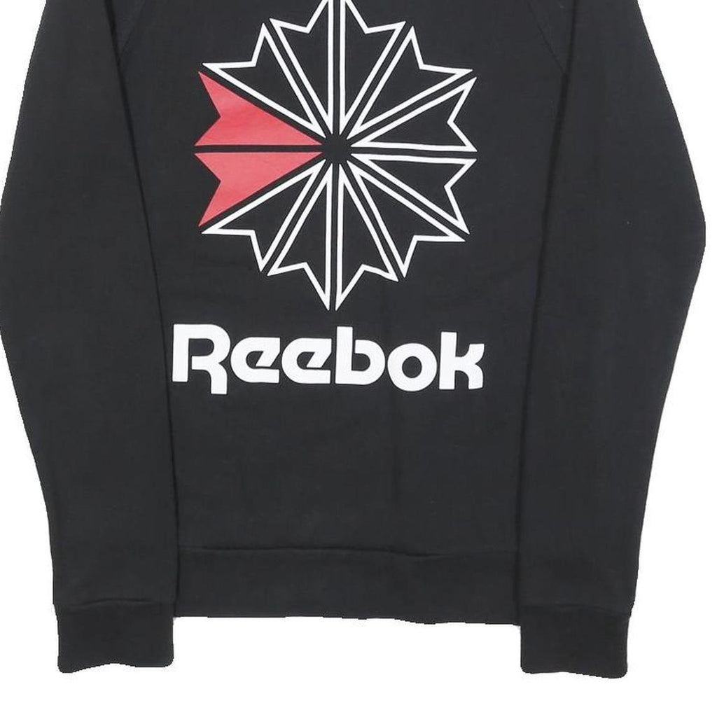 REEBOK Womens Black Sweatshirt Crew Neck S Cotton Blend Pullover Casual