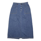WHITE STAG Womens Blue Denim Straight Midi Cotton Skirt M Pockets Zip Close