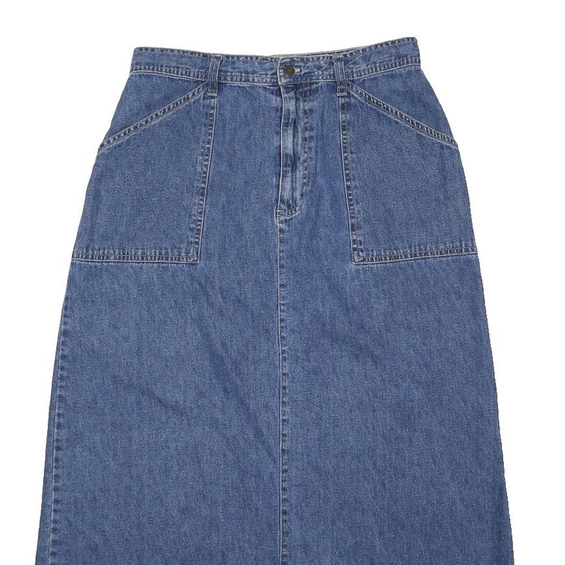 WHITE STAG Womens Blue Denim Straight Midi Cotton Skirt M Pockets Zip Close