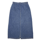 WHITE STAG Womens Blue Denim Straight Midi Cotton Skirt M Pockets Zip Close