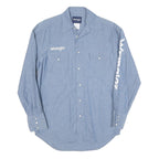 WRANGLER Mens Blue Shirt S Cotton Blend Logo Button Long Sleeve Casual