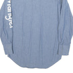 WRANGLER Mens Blue Shirt S Cotton Blend Logo Button Long Sleeve Casual