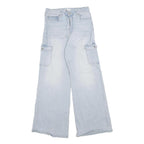 YMI Womens Loose Light Blue Denim Cargo Jeans Cotton Blend W28 L29 Zip Pockets