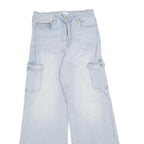 YMI Womens Loose Light Blue Denim Cargo Jeans Cotton Blend W28 L29 Zip Pockets