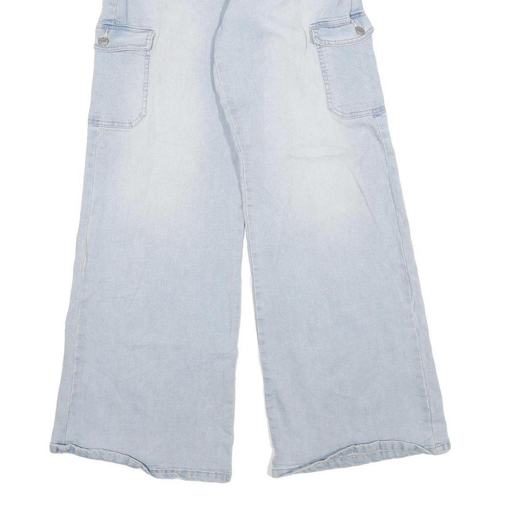 YMI Womens Loose Light Blue Denim Cargo Jeans Cotton Blend W28 L29 Zip Pockets