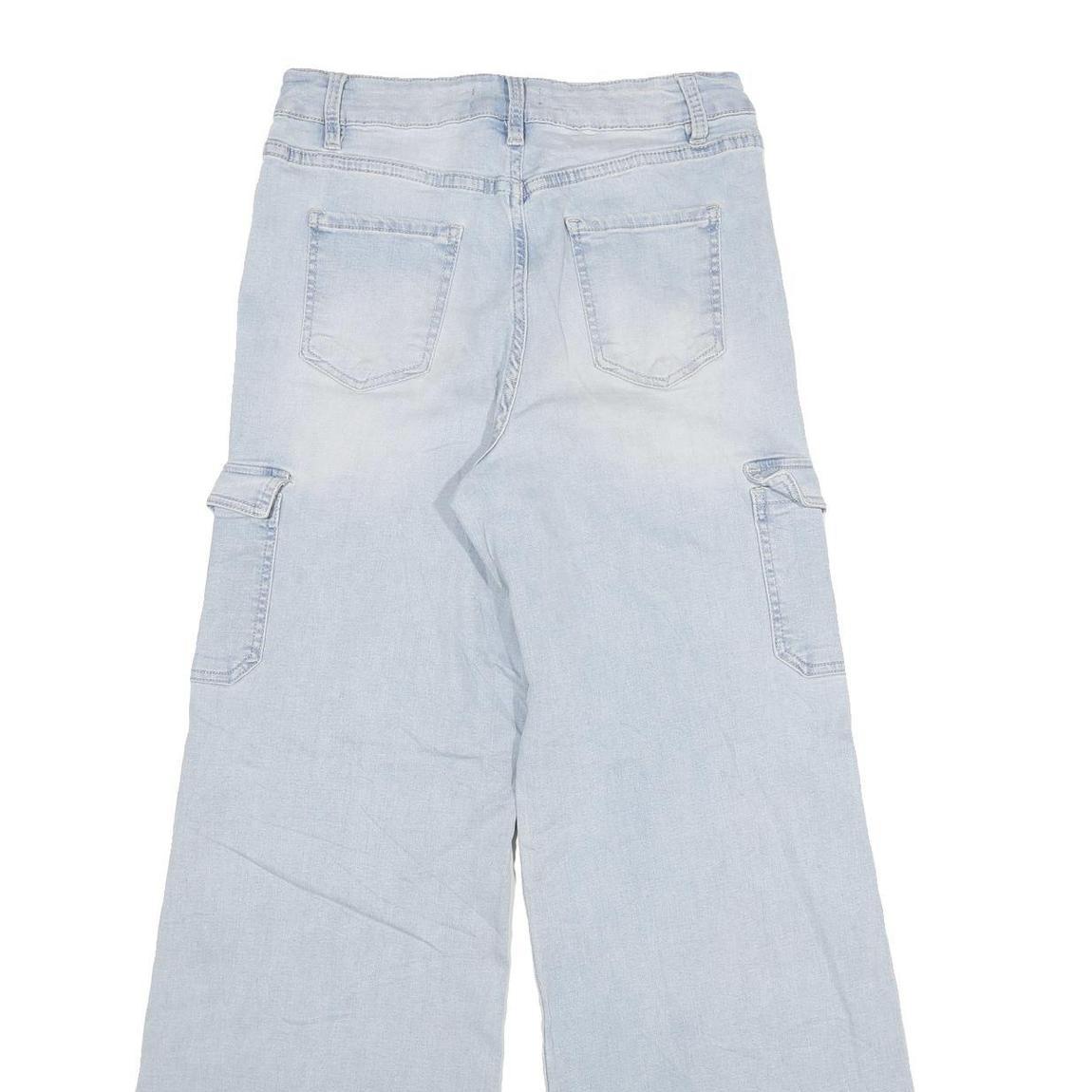 YMI Womens Loose Light Blue Denim Cargo Jeans Cotton Blend W28 L29 Zip Pockets