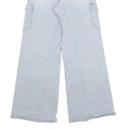 YMI Womens Loose Light Blue Denim Cargo Jeans Cotton Blend W28 L29 Zip Pockets