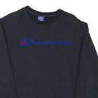 CHAMPION Mens Black S Sweatshirt Crew Neck Cotton Blend Pullover Logo