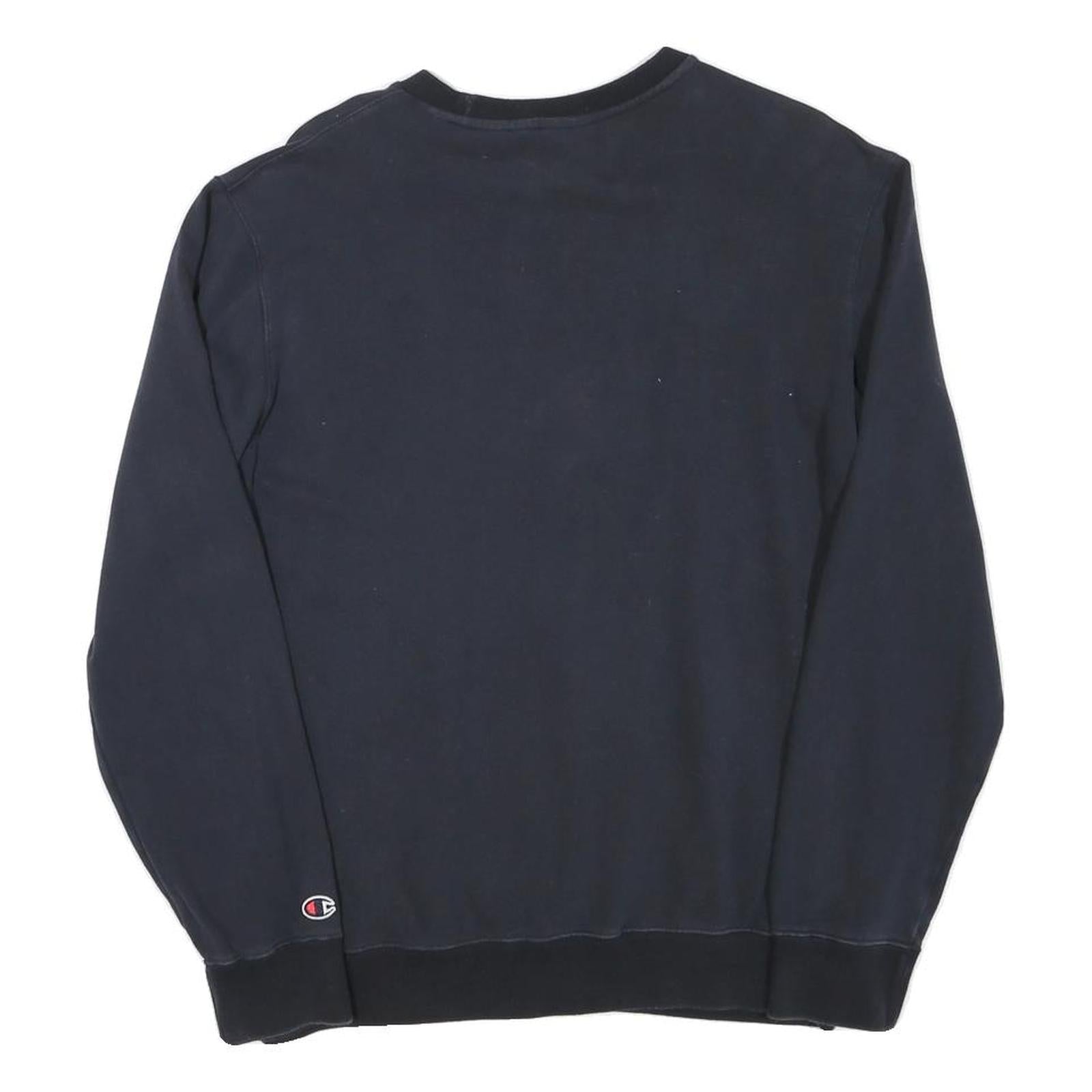 CHAMPION Mens Black S Sweatshirt Crew Neck Cotton Blend Pullover Logo