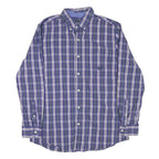 CHAPS Mens Blue & White Check Shirt M Button-Down Collar Long Sleeve Casual
