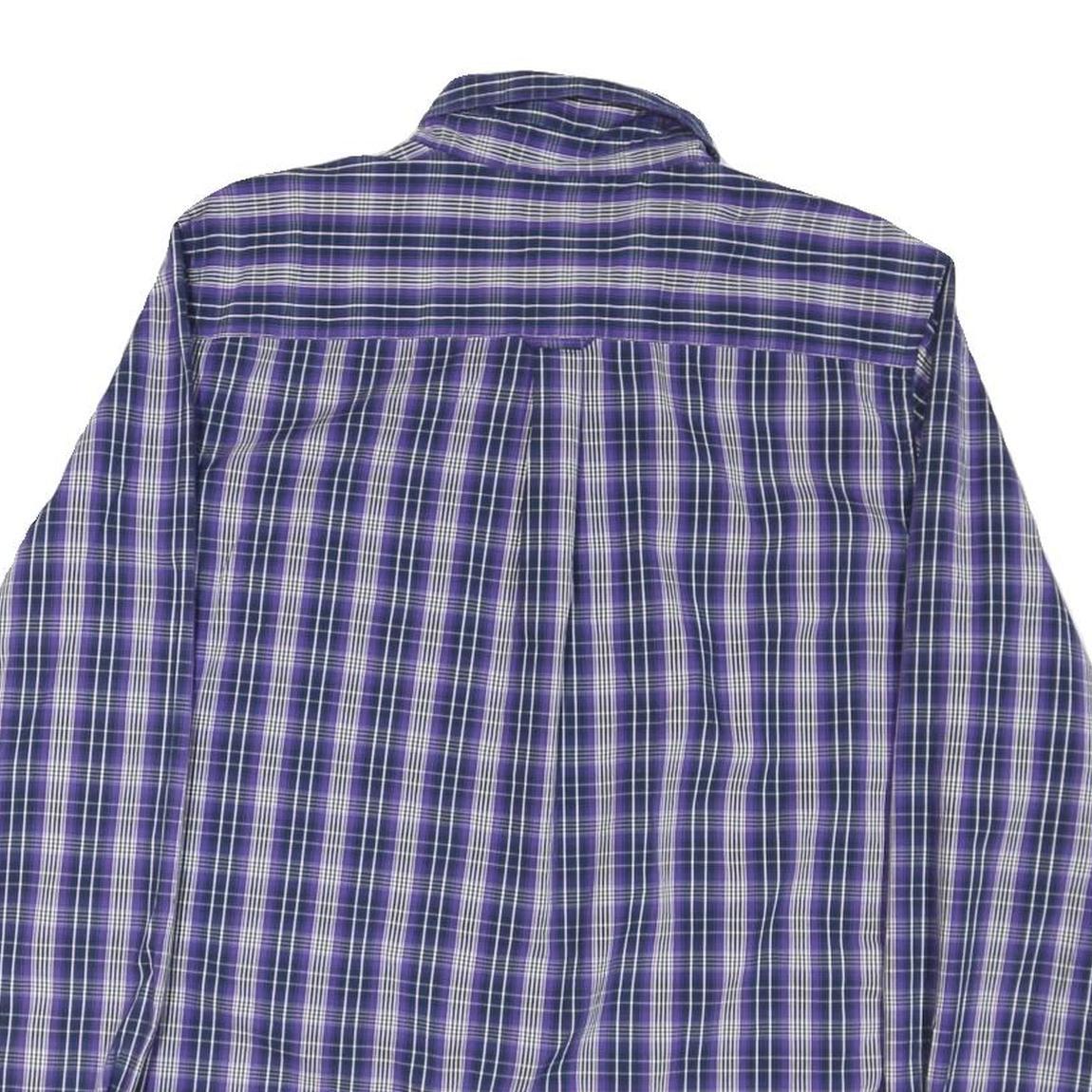 CHAPS Mens Blue & White Check Shirt M Button-Down Collar Long Sleeve Casual