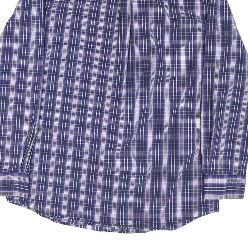 CHAPS Mens Blue & White Check Shirt M Button-Down Collar Long Sleeve Casual