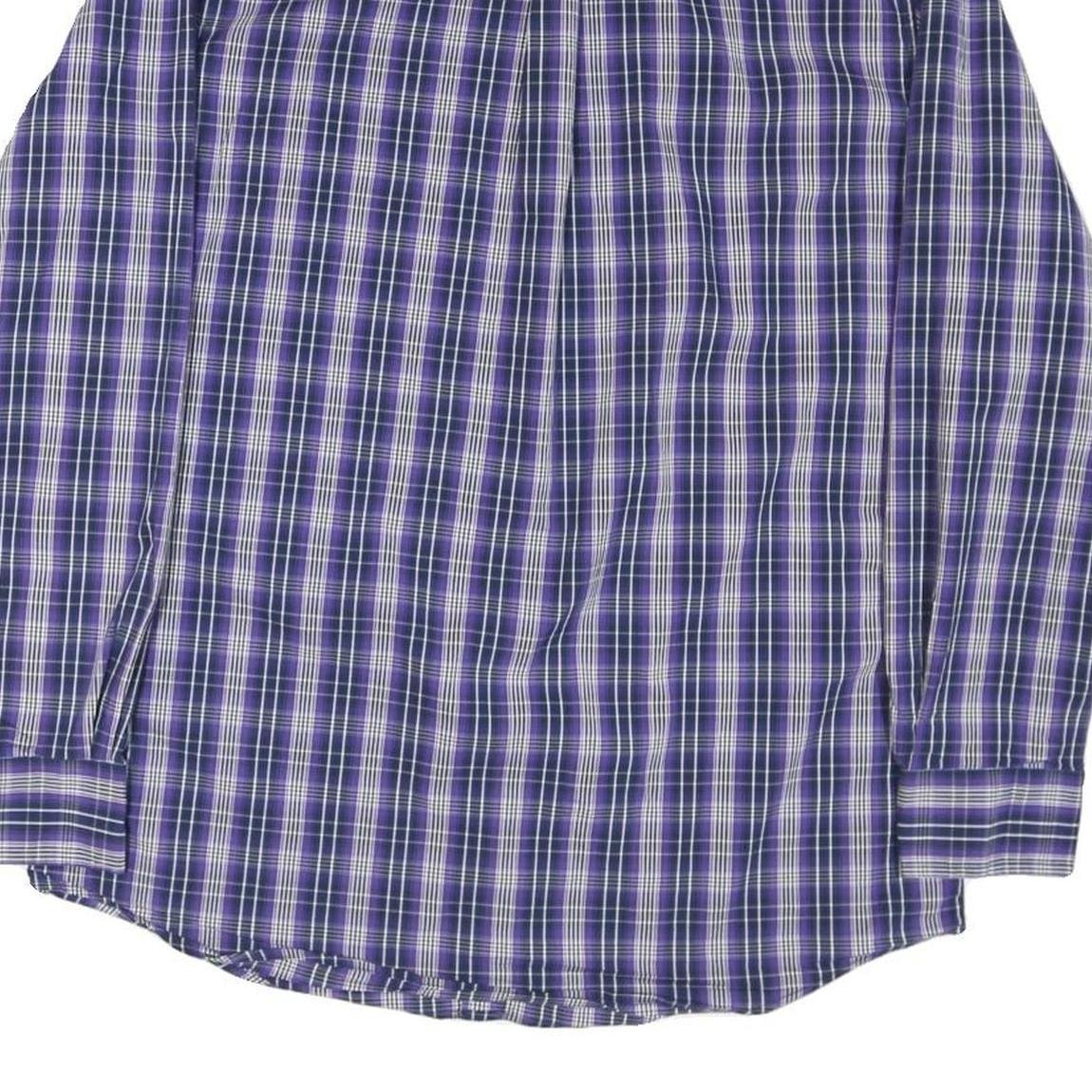 CHAPS Mens Blue & White Check Shirt M Button-Down Collar Long Sleeve Casual