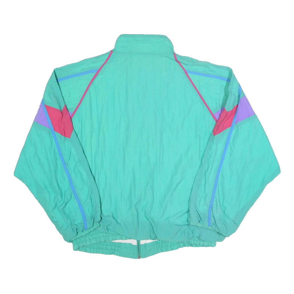 Mens Green Pastel Retro Nylon Zip Jacket XL Colourblock Casual Outdoors