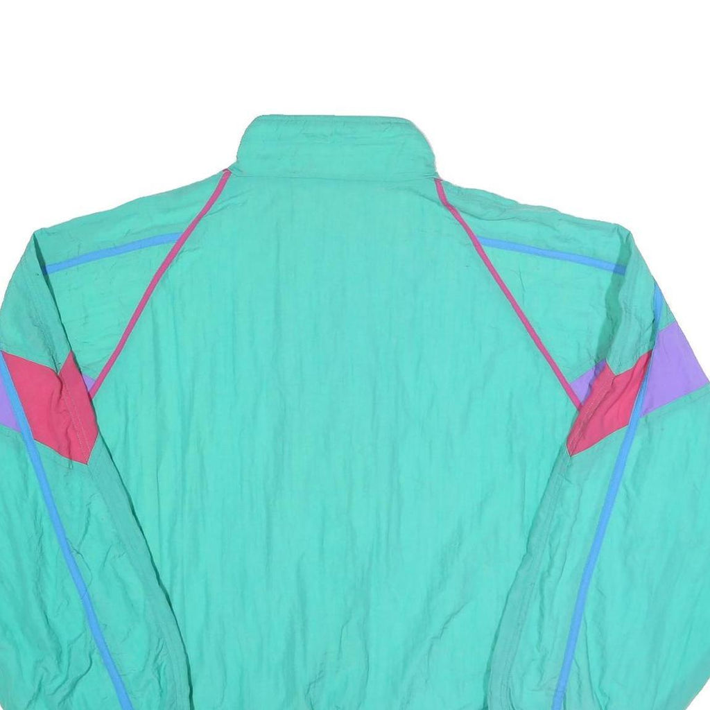 Mens Green Pastel Retro Nylon Zip Jacket XL Colourblock Casual Outdoors