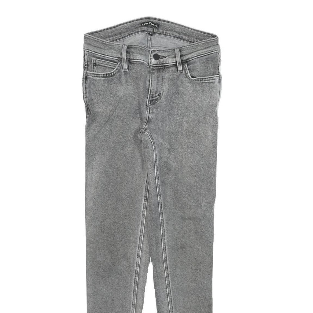 LEVI'S Womens Jeans Grey Slim Skinny Denim Medium W25 L27 Distressed Hem Zip