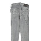 LEVI'S Womens Jeans Grey Slim Skinny Denim Medium W25 L27 Distressed Hem Zip