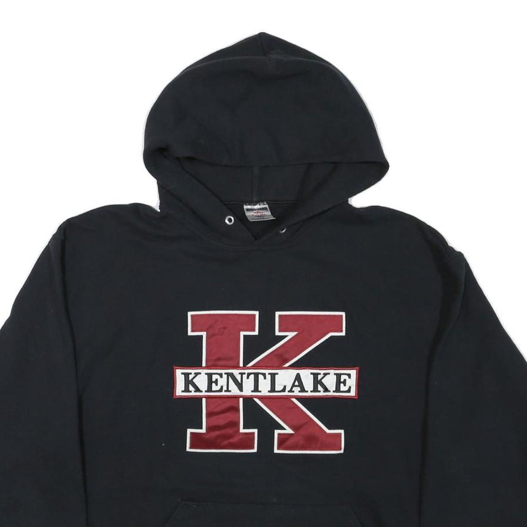JERZEES Mens Black & Burgundy Kentlake Pullover Hoodie L Cotton Blend