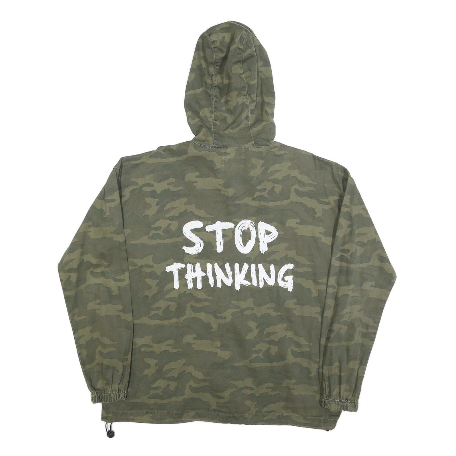 TWIN TIP Womens Green Camouflage Hooded Jacket XL Cotton Blend Zip Casual