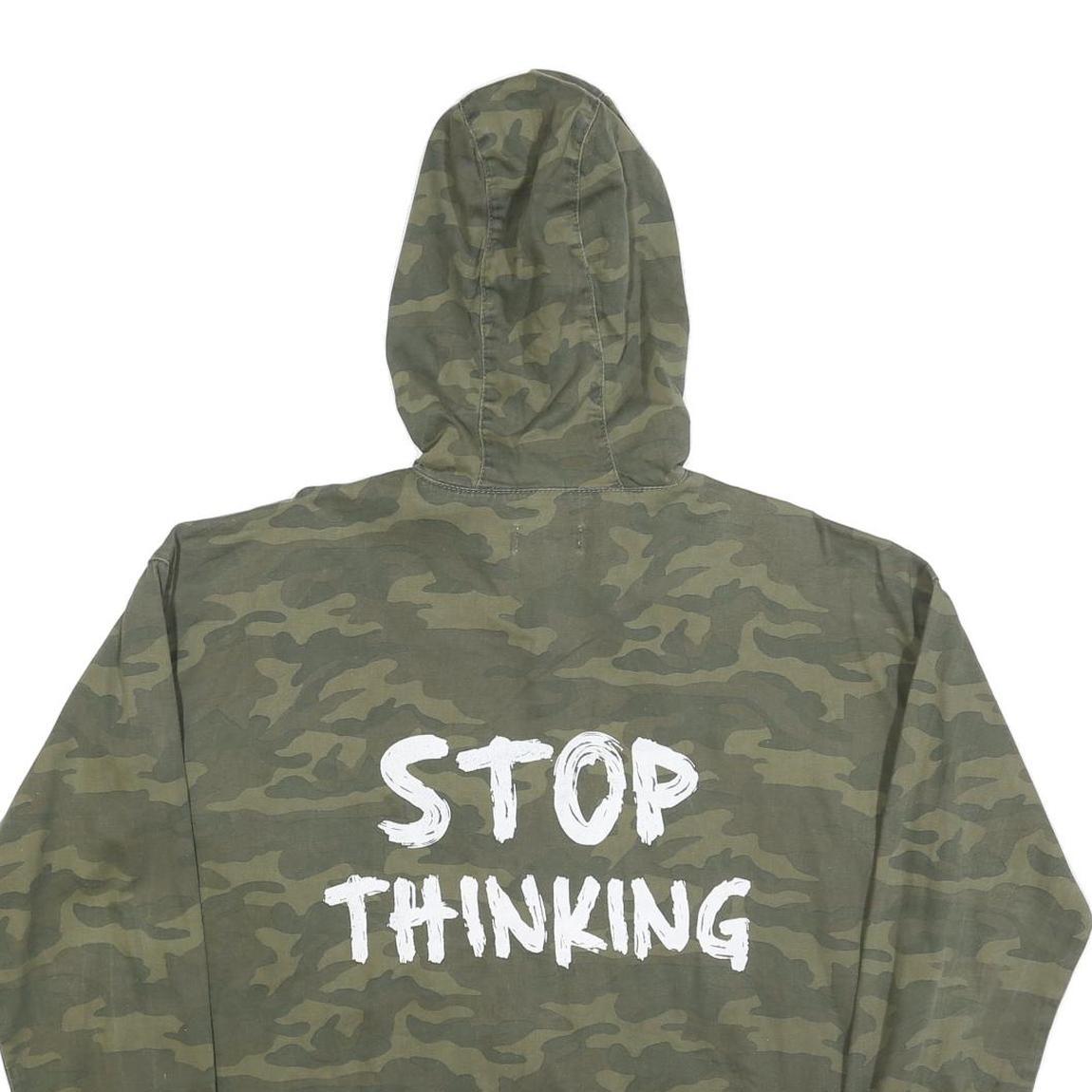 TWIN TIP Womens Green Camouflage Hooded Jacket XL Cotton Blend Zip Casual