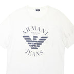 ARMANI JEANS Mens White Cotton Blend Logo Print T-Shirt L Short Sleeve Crew Neck