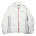 KAPPA Womens White & Grey Puffer Jacket M Polyester Woven Zip Stand-Up Collar