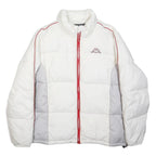 KAPPA Womens White & Grey Puffer Jacket M Polyester Woven Zip Stand-Up Collar