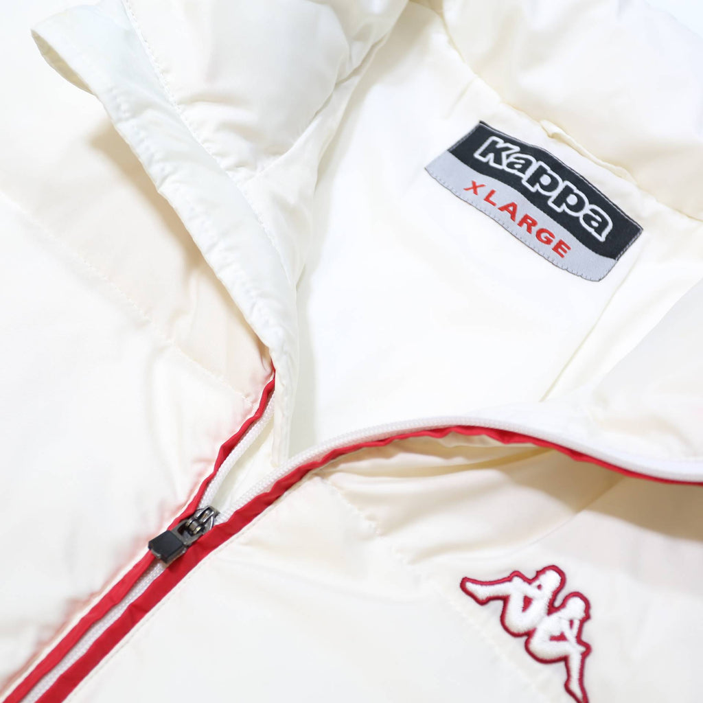 KAPPA Womens White & Grey Puffer Jacket M Polyester Woven Zip Stand-Up Collar