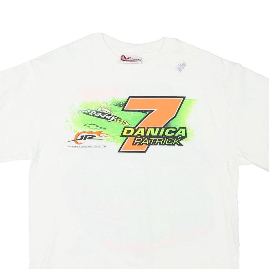 CHASE AUTHENTICS Mens White Danica Patrick Graphic T-Shirt M Short Sleeve Crew