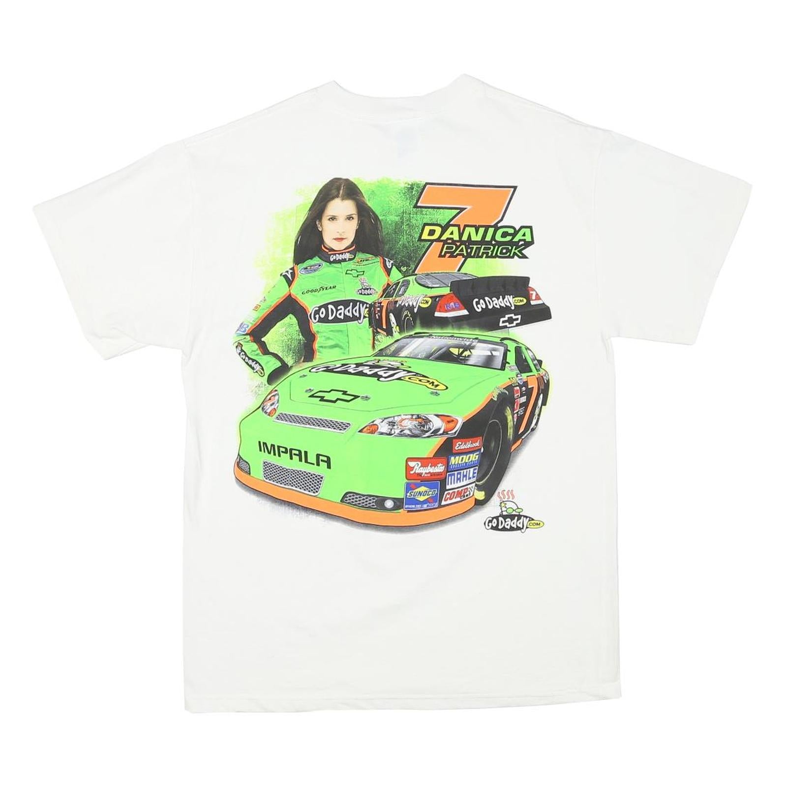 CHASE AUTHENTICS Mens White Danica Patrick Graphic T-Shirt M Short Sleeve Crew