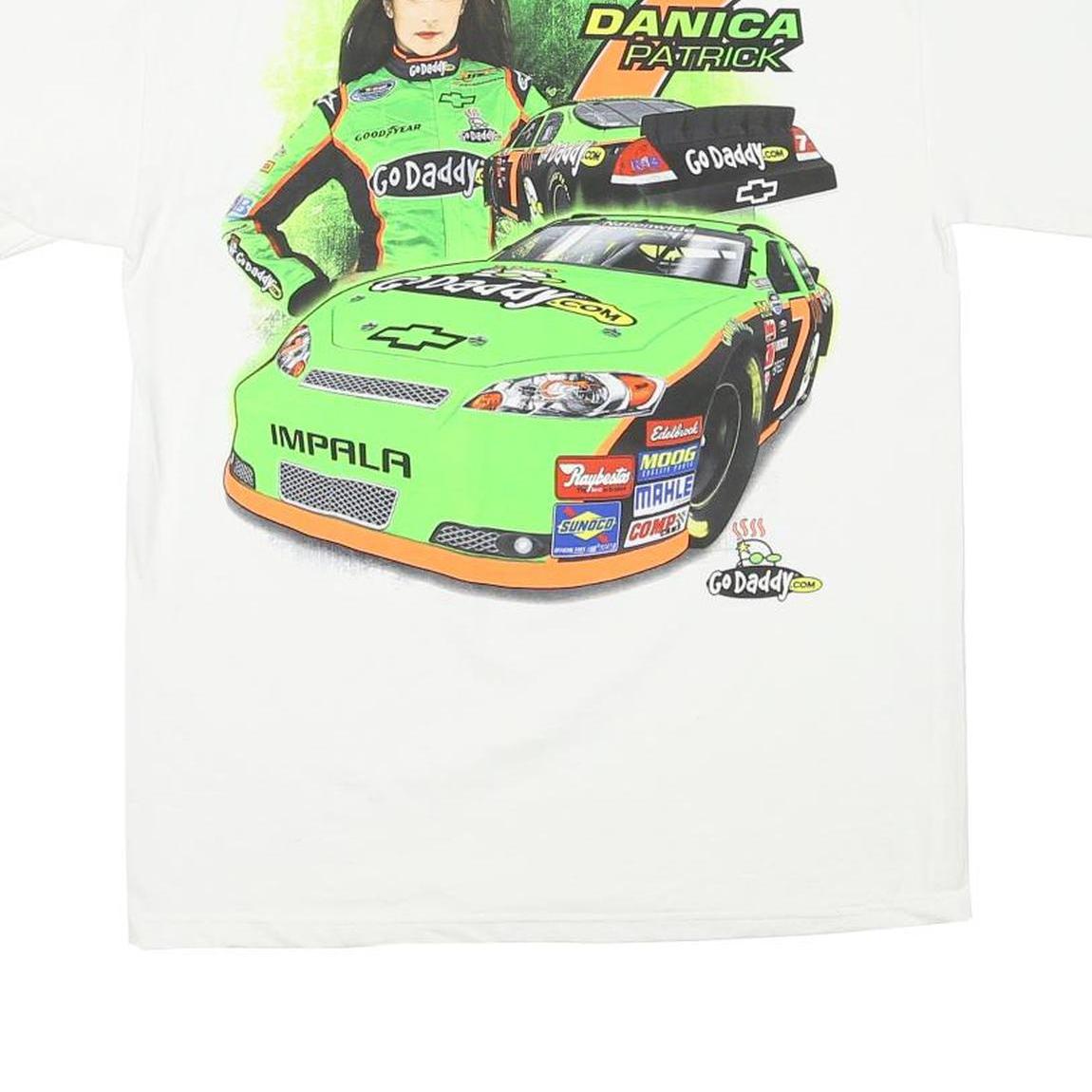 CHASE AUTHENTICS Mens White Danica Patrick Graphic T-Shirt M Short Sleeve Crew