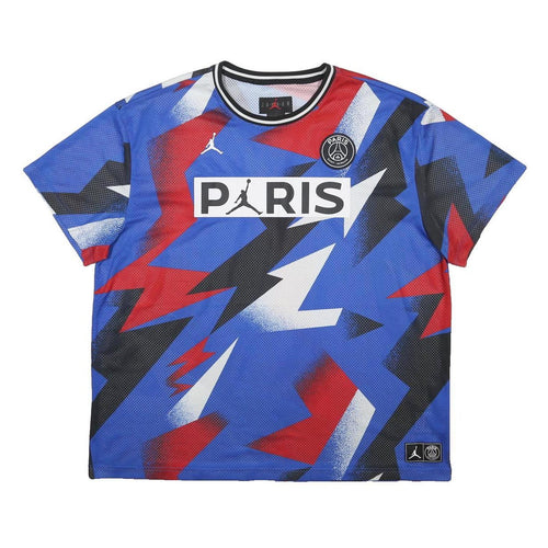 AIR JORDAN Mens Blue Red & Black Graphic T-Shirt 2XL Short Sleeve Crew Neck