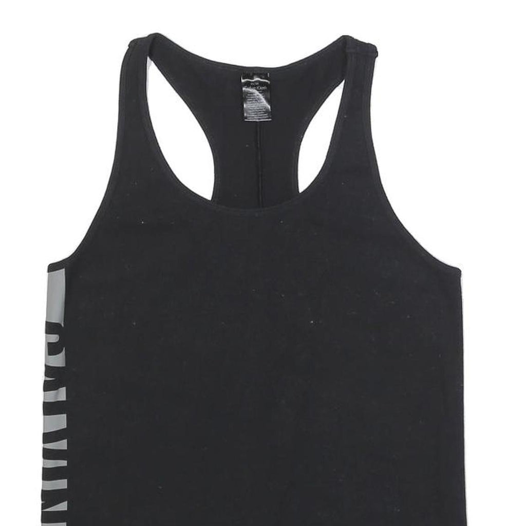 CALVIN KLEIN Womens Black Racerback Vest M Cotton Blend Logo Print