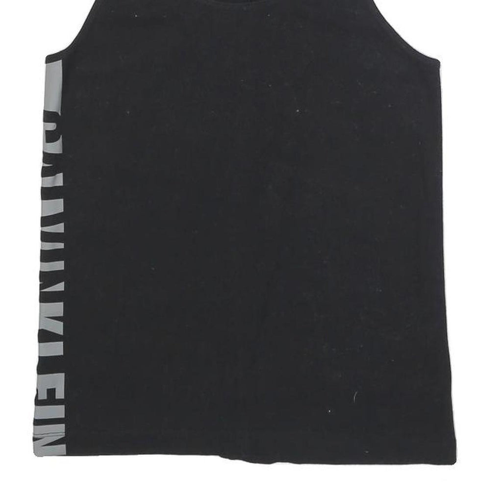 CALVIN KLEIN Womens Black Racerback Vest M Cotton Blend Logo Print