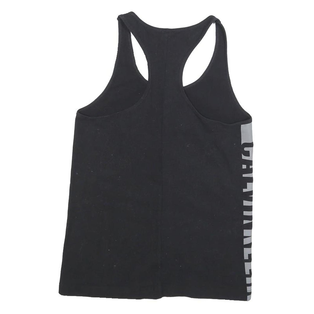 CALVIN KLEIN Womens Black Racerback Vest M Cotton Blend Logo Print