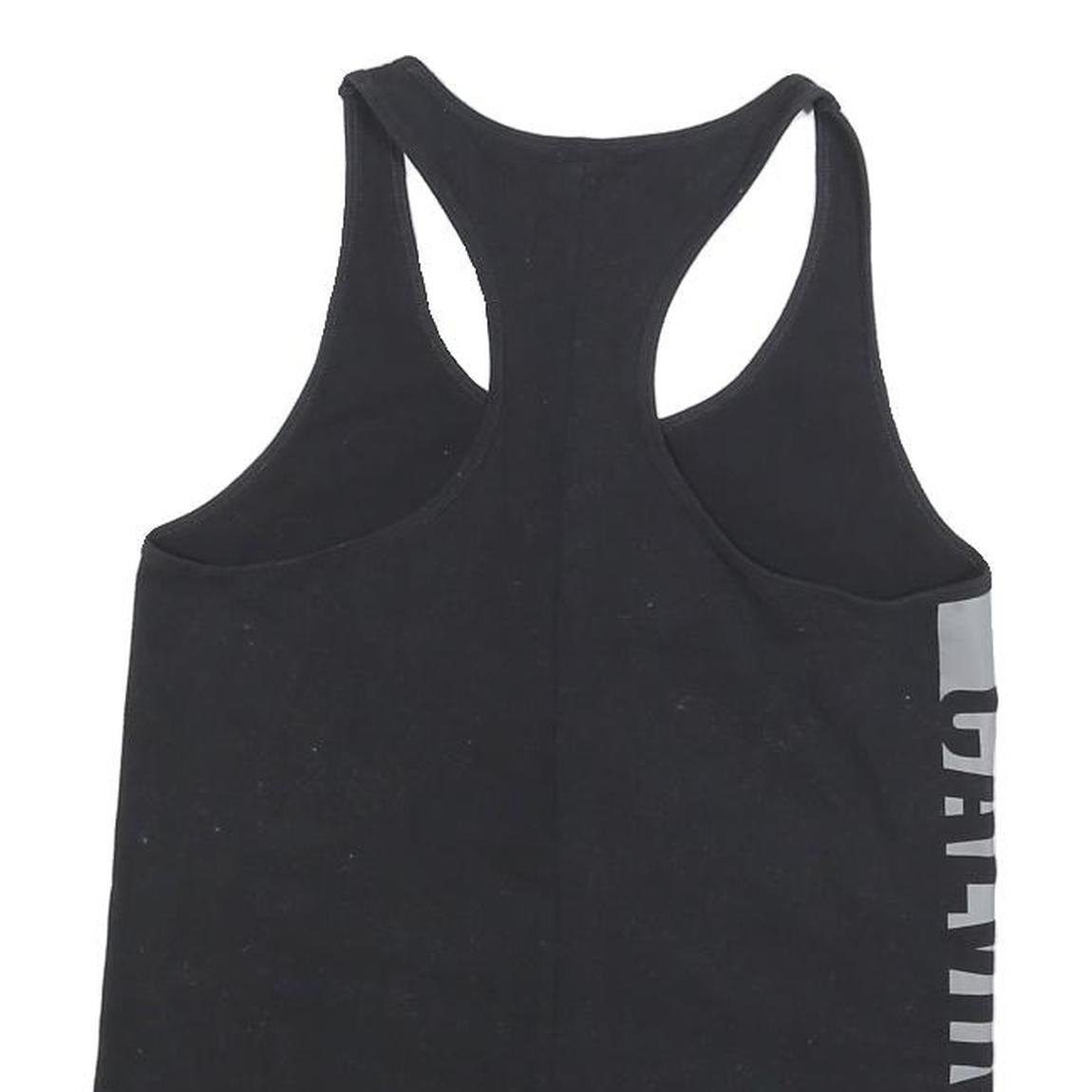 CALVIN KLEIN Womens Black Racerback Vest M Cotton Blend Logo Print