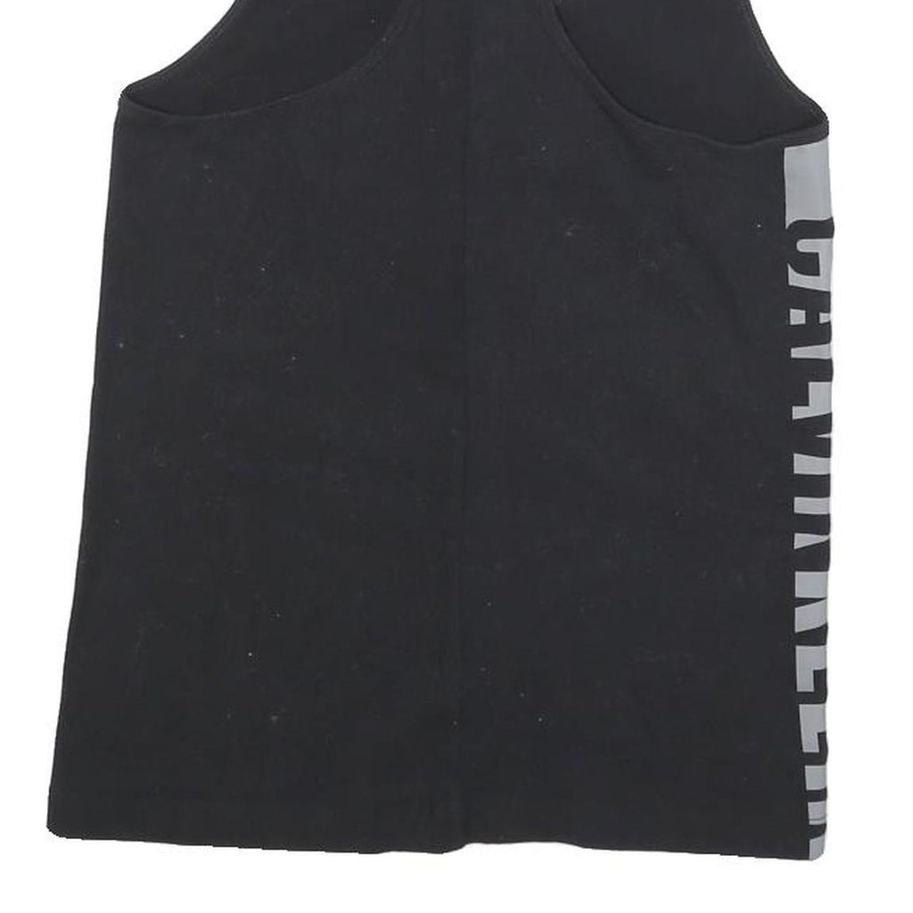 CALVIN KLEIN Womens Black Racerback Vest M Cotton Blend Logo Print