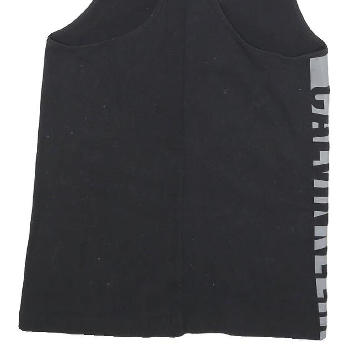CALVIN KLEIN Womens Black Racerback Vest M Cotton Blend Logo Print