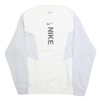 NIKE Mens White & Light Blue Crew Neck L Sweatshirt Cotton Pullover Casual