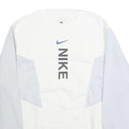 NIKE Mens White & Light Blue Crew Neck L Sweatshirt Cotton Pullover Casual